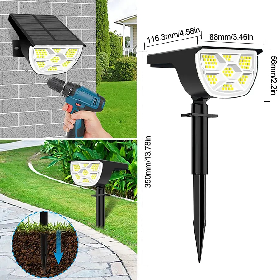 🌞 72/68 LED Solar Landscape Spotlights | Outdoor 2-in-1 Solar Powered Wall & Garden Light | 3 Modes for Front Door & Backyard