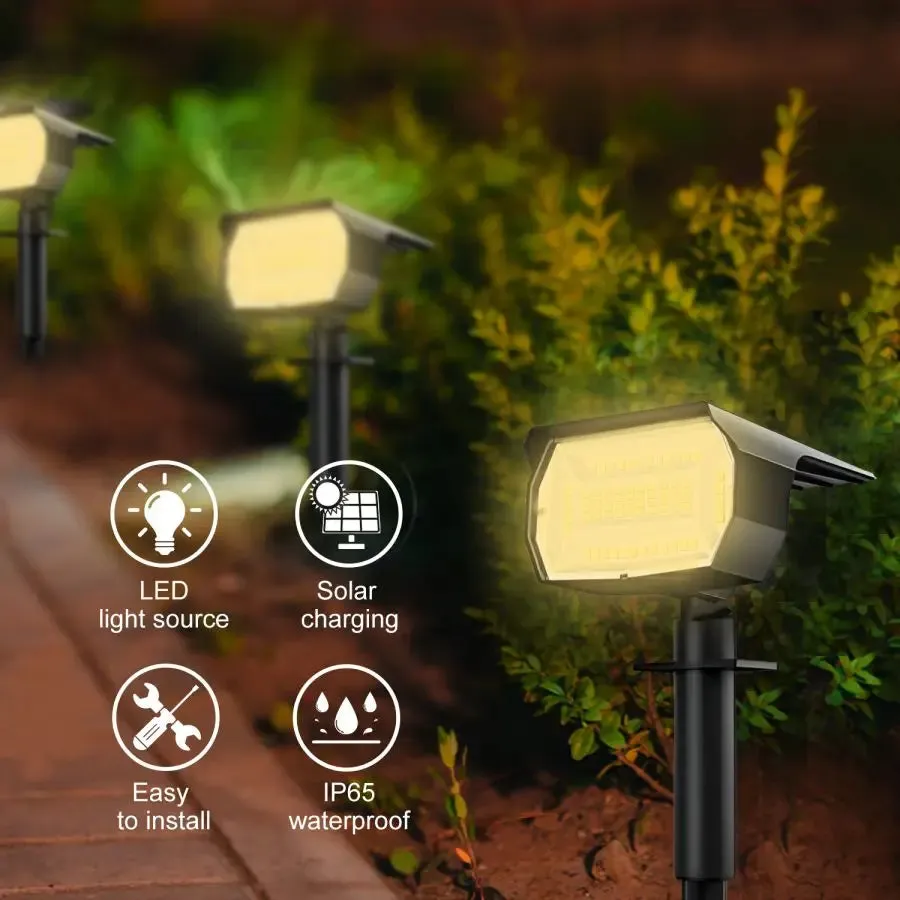 🌞 72/68 LED Solar Landscape Spotlights | Outdoor 2-in-1 Solar Powered Wall & Garden Light | 3 Modes for Front Door & Backyard