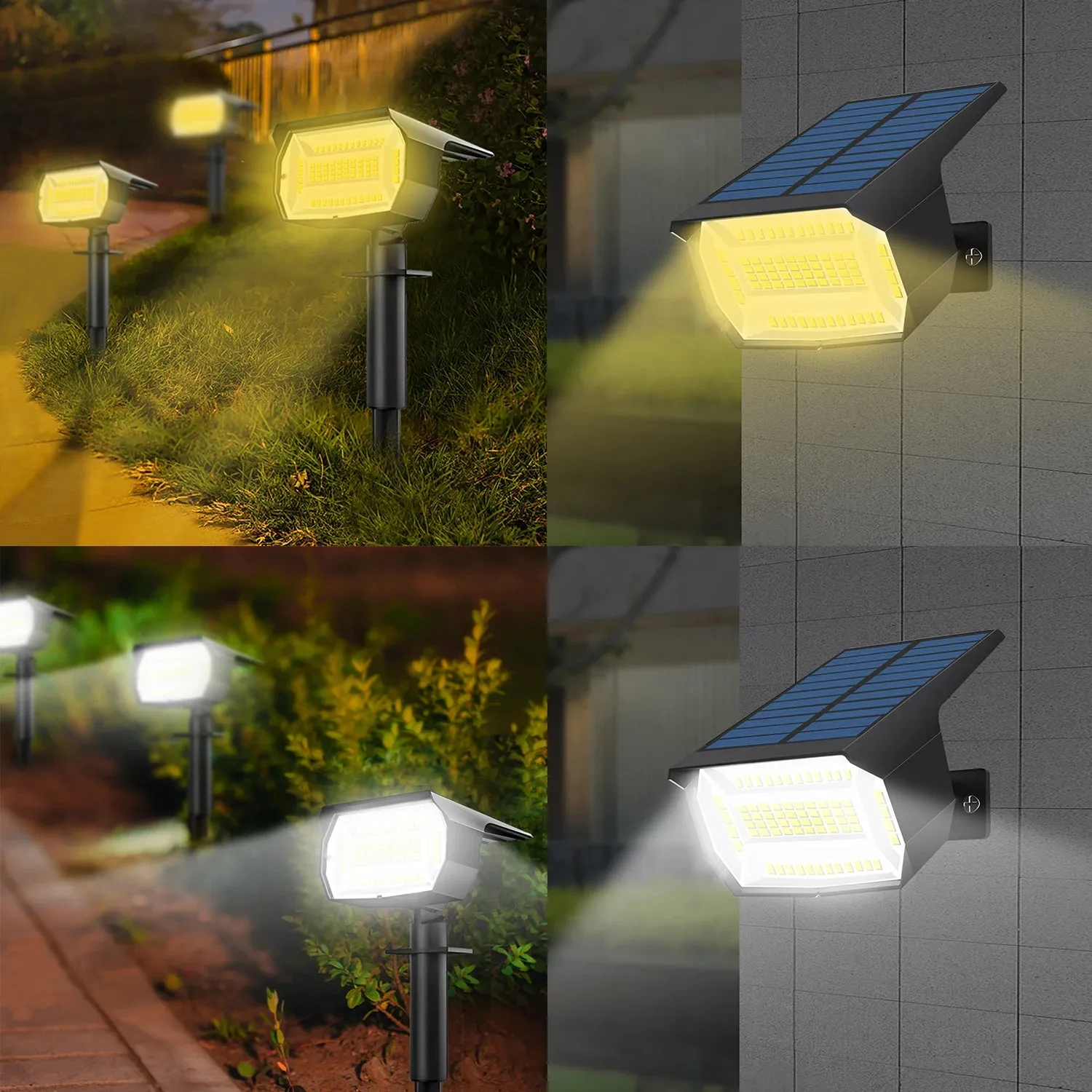 🌞 72/68 LED Solar Landscape Spotlights | Outdoor 2-in-1 Solar Powered Wall & Garden Light | 3 Modes for Front Door & Backyard