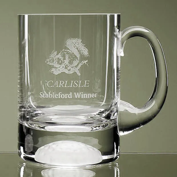 1 Pint Handmade Golf Ball Base Tankard Glass - Personalised Engraved