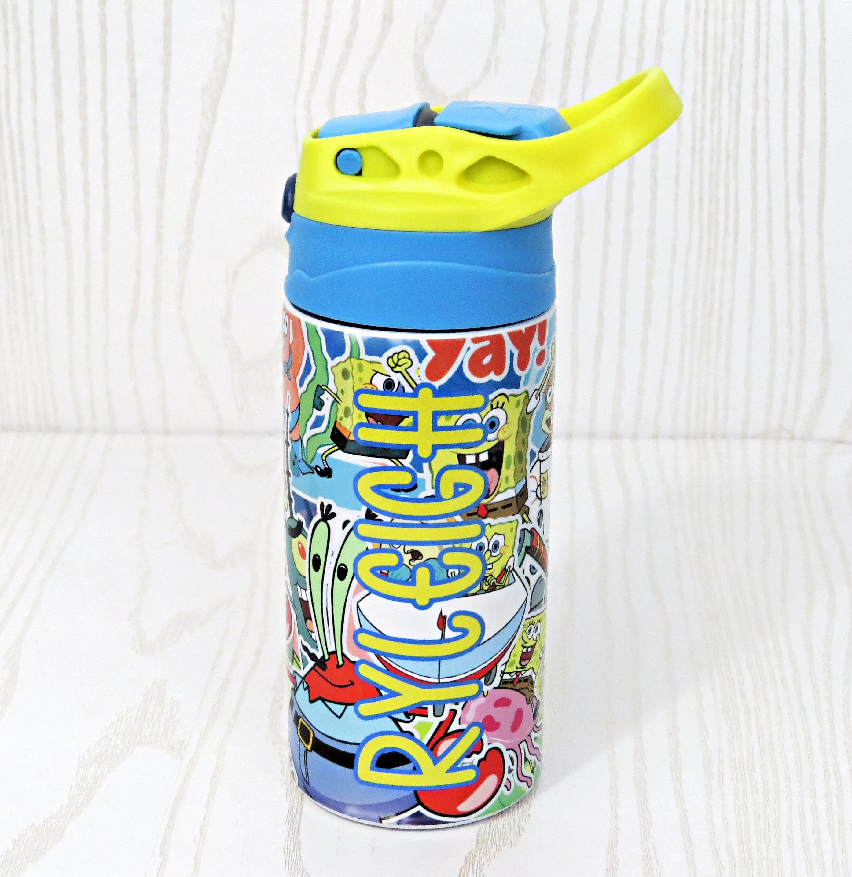 12 oz Stainless Steel Underwater Characters Tumbler - Boys Water Bottle - Flip Top - Insulated Reusable - Straw - Personalized Custom with Handle