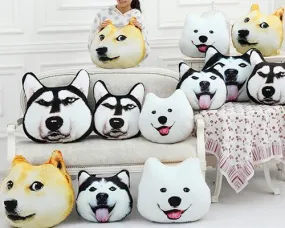 16'' Dog Face Plush Throw Pillow Animal Cushion