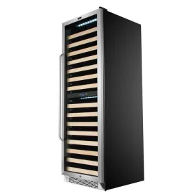 164-Bottle Built-in Stainless Steel Dual Zone Compressor Wine Refrigerator with Display Rack and LED display