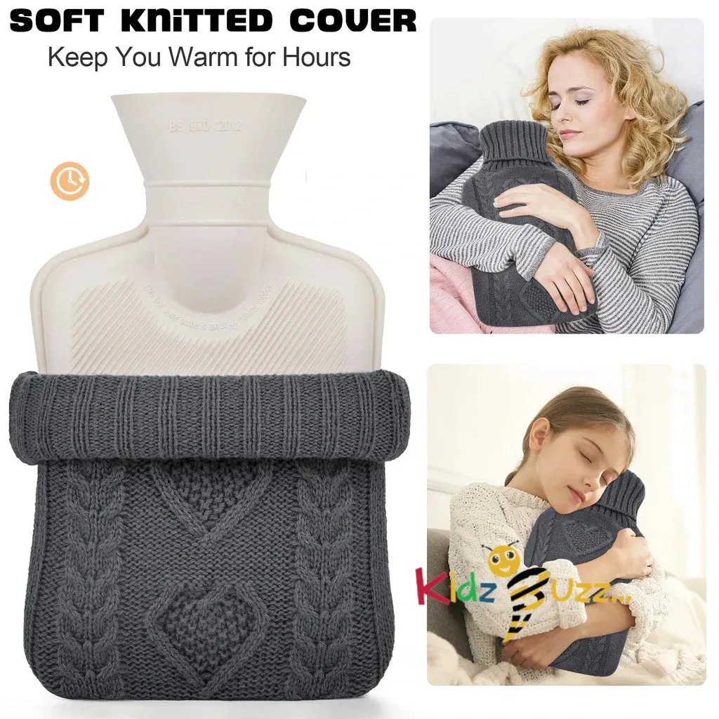 2L Hot Water Bottle with Knitted Cover