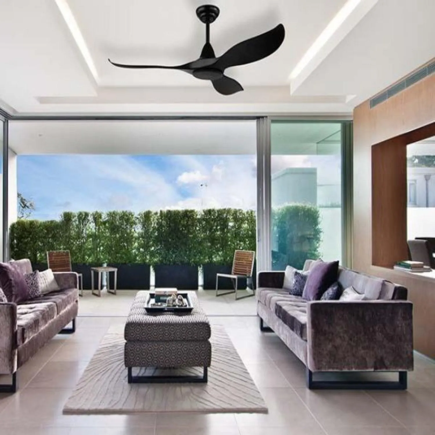 60" Noosa DC Ceiling Fan Black, White, Titanium 203372, 203373, 204748 Eglo Lighting