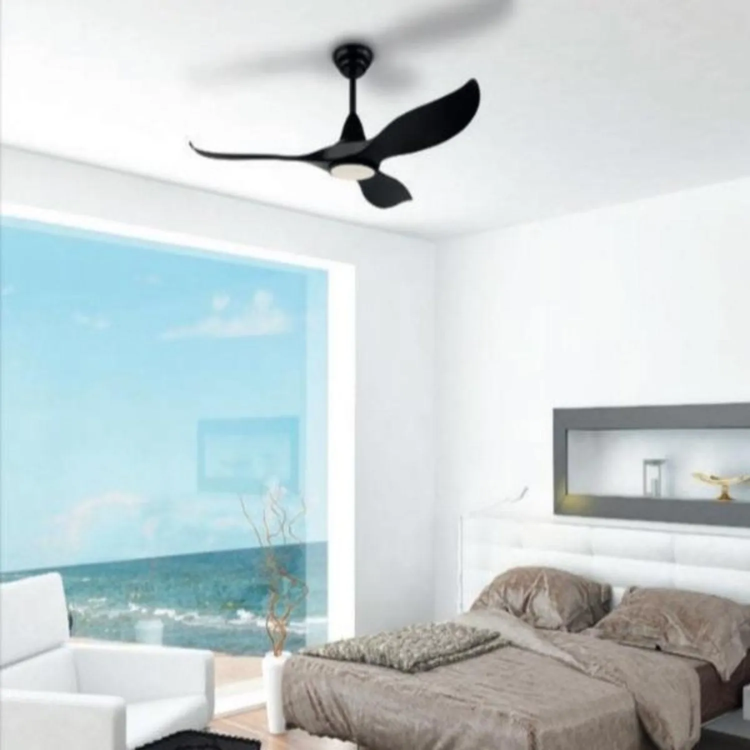 60" Noosa DC Ceiling Fan Black, White, Titanium 203372, 203373, 204748 Eglo Lighting