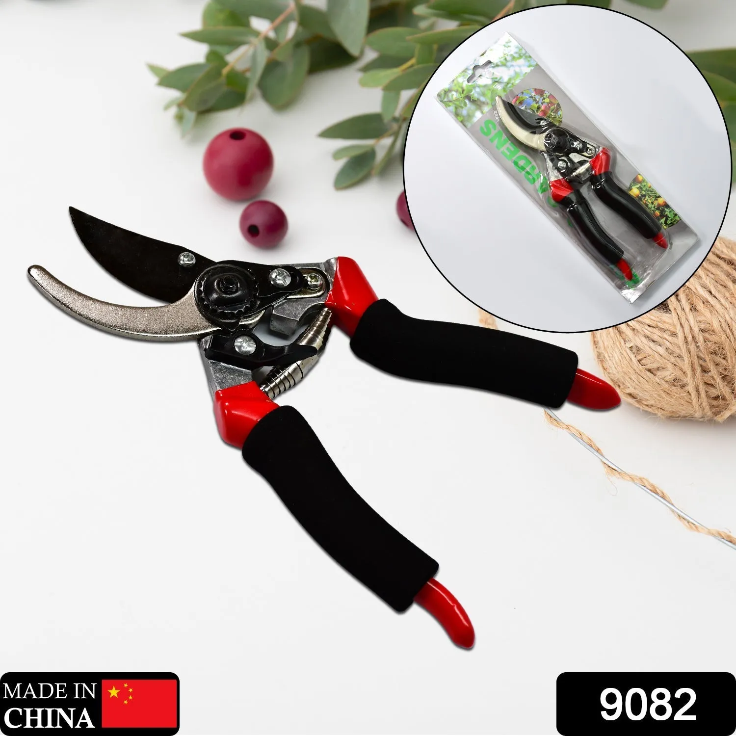 9082 21Cm Red GARDEN SHEARS SHARP CUTTER PRUNERS SCISSOR, PRUNER.