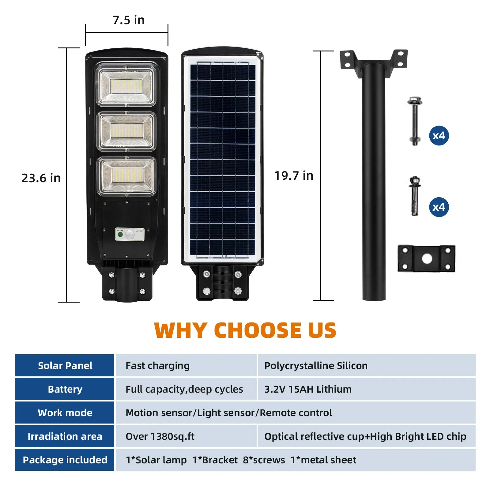 90W 120W Solar street LED lights -warm white/ white