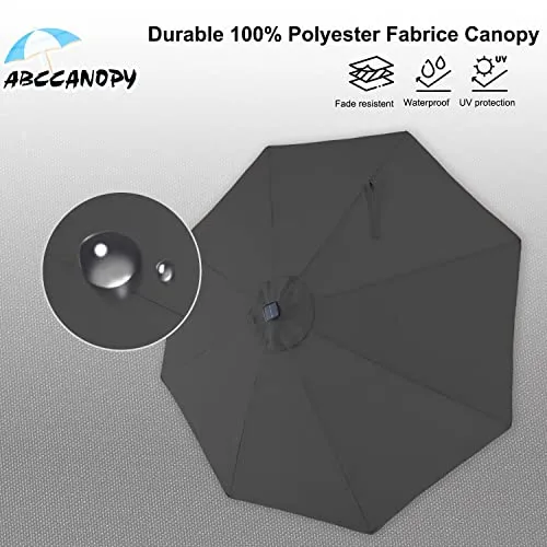 ABCCANOPY Durable Solar Led Patio Umbrellas with 32LED Lights 9FT (Dark Gray)