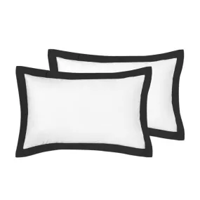 Accessorize Hotel Tailored Deluxe Cotton White and Black Standard Pillowcase Pair