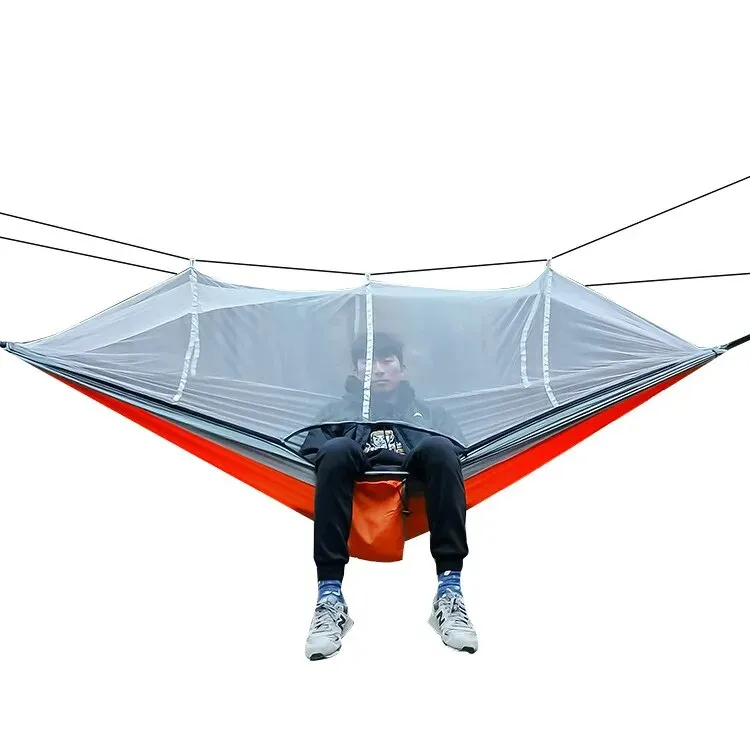 Anypack Camping Swing Chair Red Outdoor Mosquito Net Hammock Anti-Mosquito Nylon Parachute Cloth Indoor Swing Chair Portable Camping Supplies