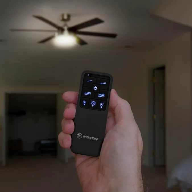 Backlit Display 4 Speed Black Ceiling Fan and Light Remote Control