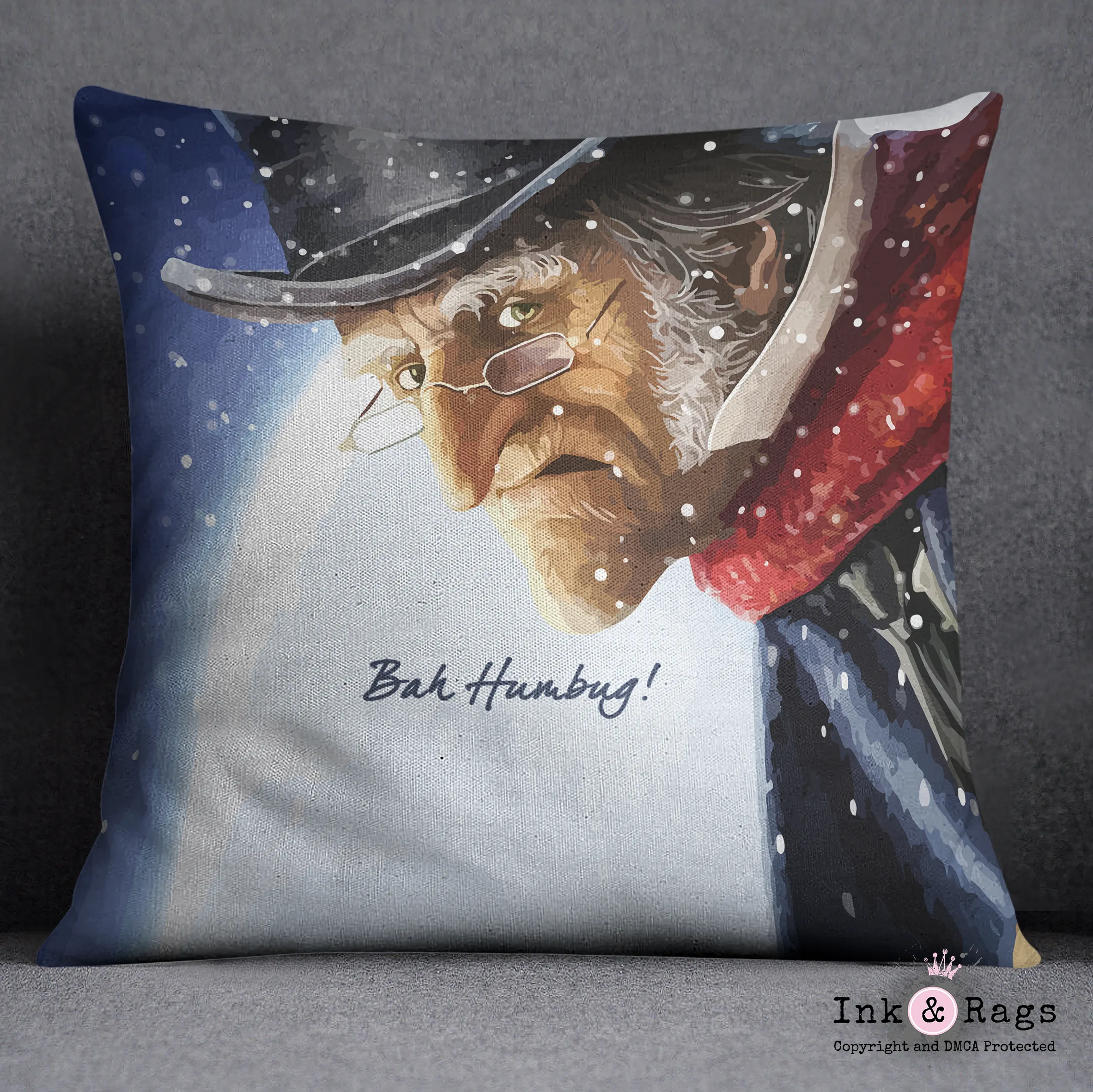 Bah Humbug Scrooge Holiday Pillow