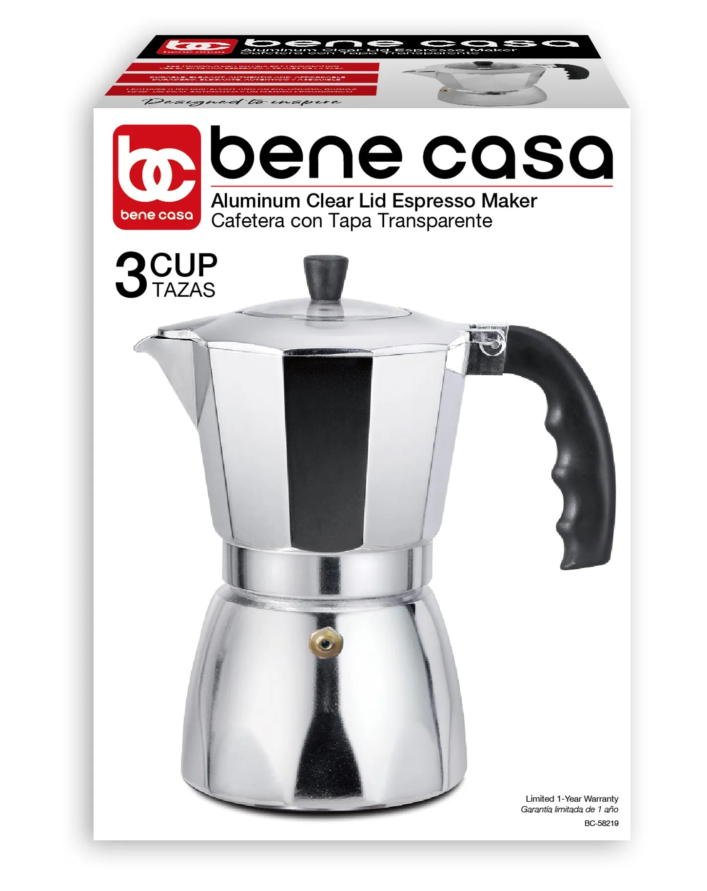 Bene Casa Stovetop Clear Lid Espresso Maker