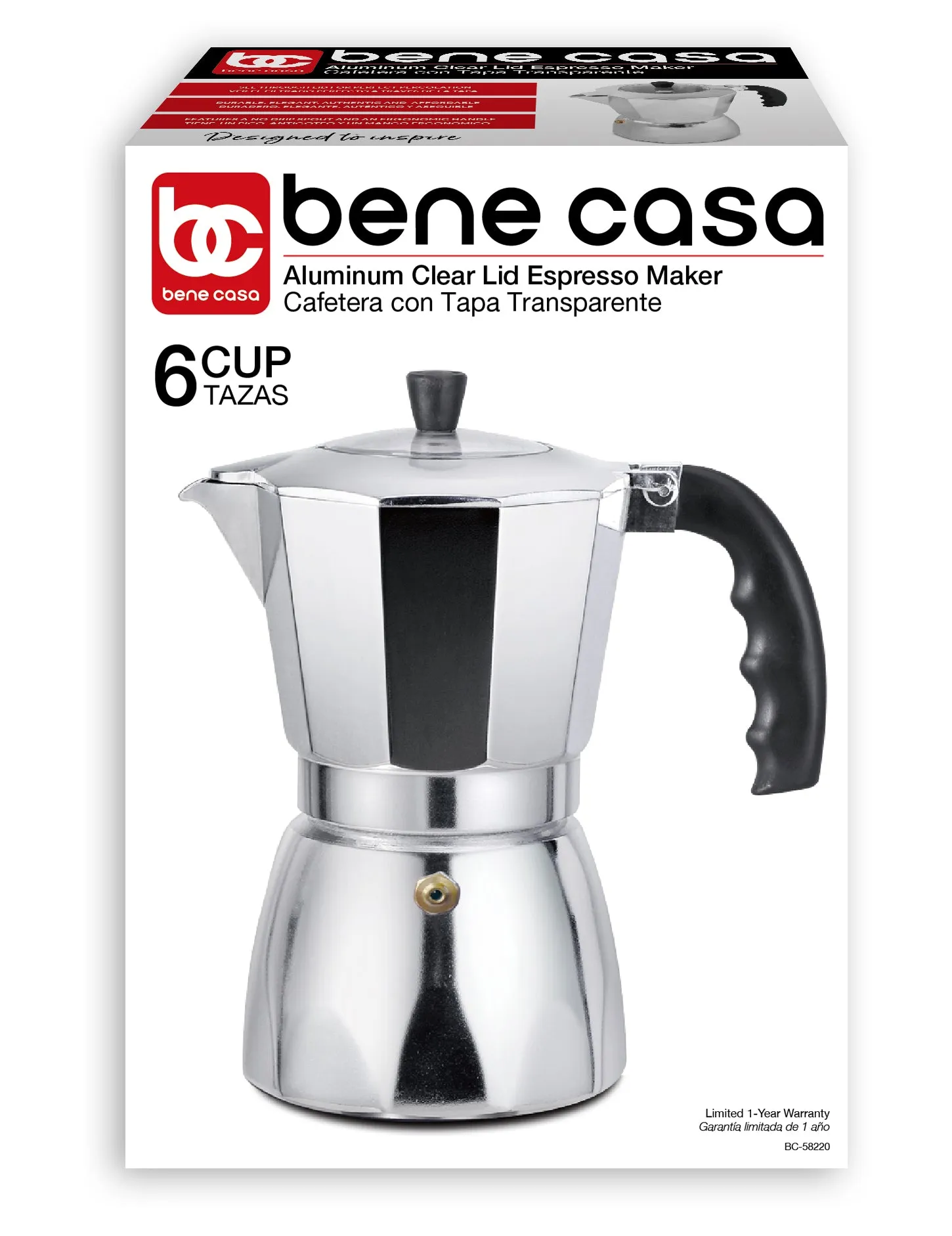 Bene Casa Stovetop Clear Lid Espresso Maker