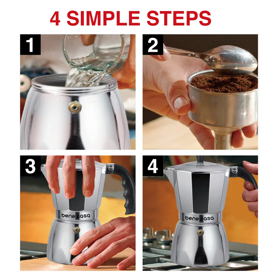 Bene Casa Stovetop Clear Lid Espresso Maker