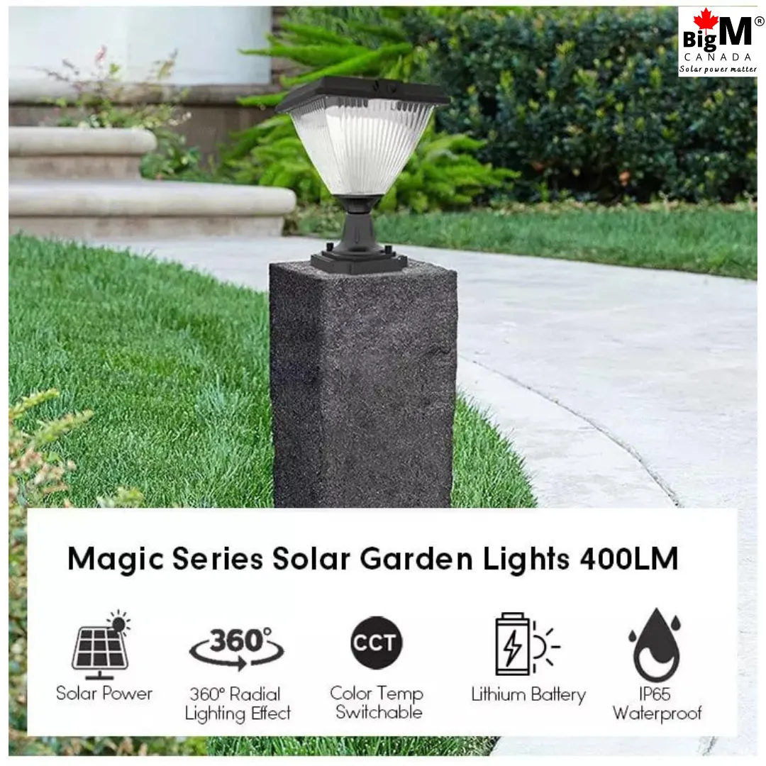 BigM Elegant Looking LED Solar Post Lights for Pillar Fence Post Top