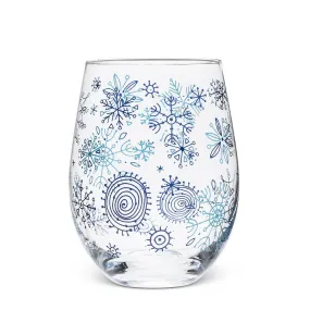 Blue Snowflakes Stemless Goblet