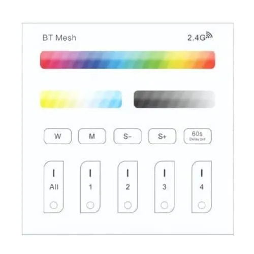 Bluetooth Mesh RGBWC Remote Touch Panel Dimmer Controller for LED Lighting