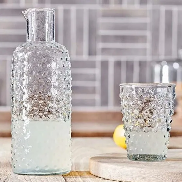 Bottle Shape Carafe with Bobbled Glass Finish