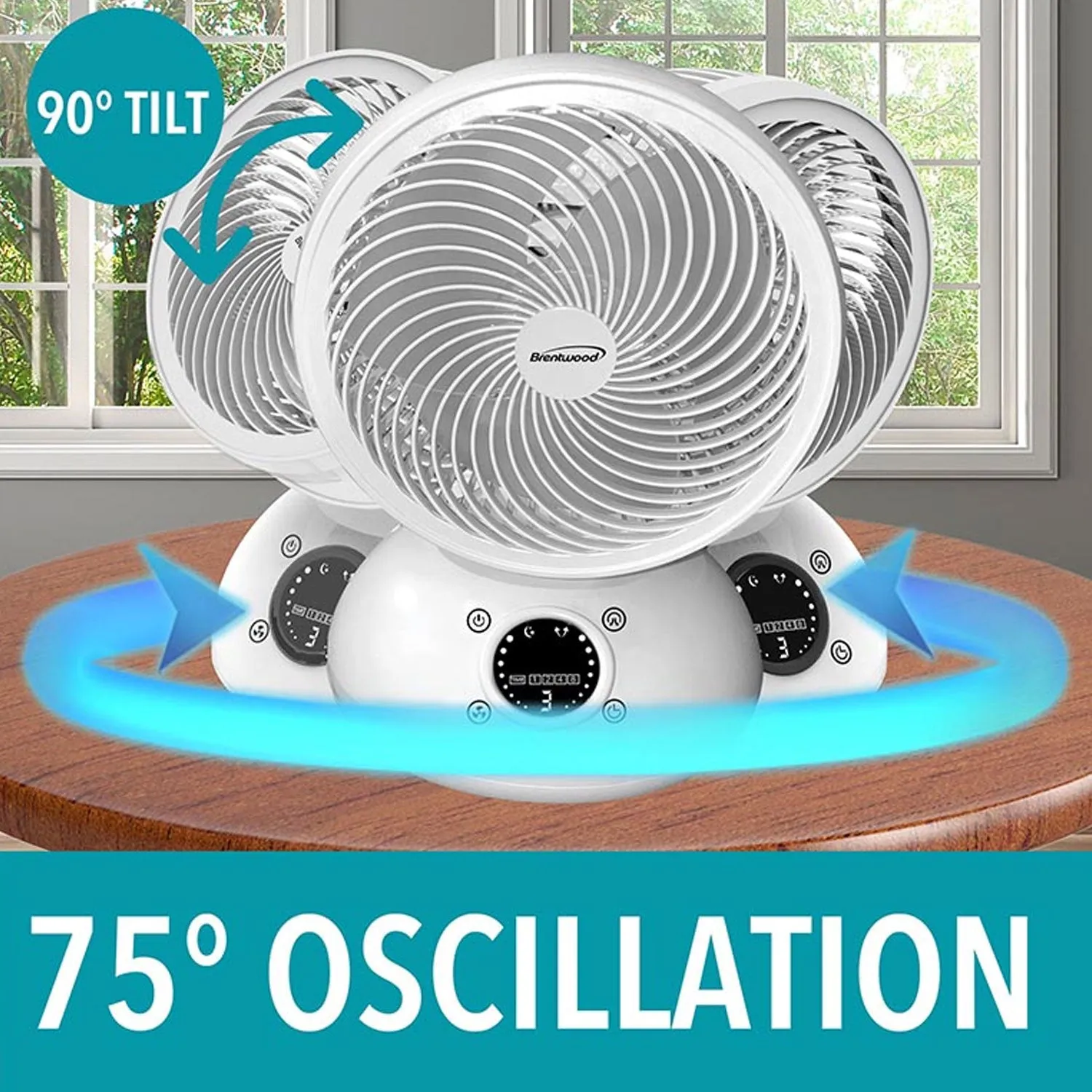 Brentwood 6 Inch 3 Speed Oscillating Remote Control Desktop Fan, White(Open Box)