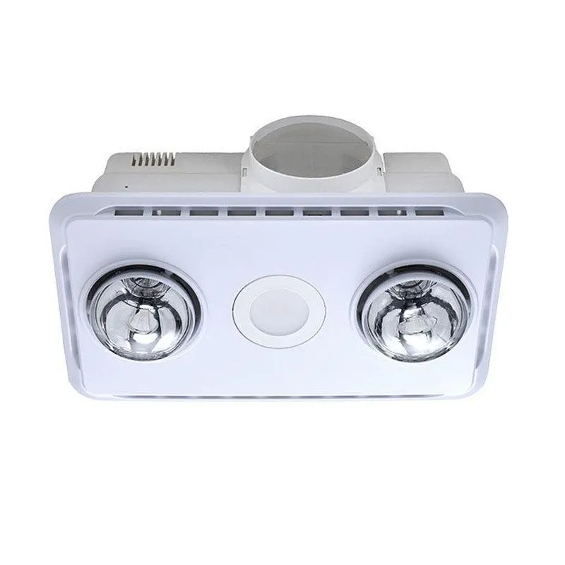 Brook 2 3-in-1 Bathroom Heater with 2x275w Heat Lamp in White Ventair - VHF2W