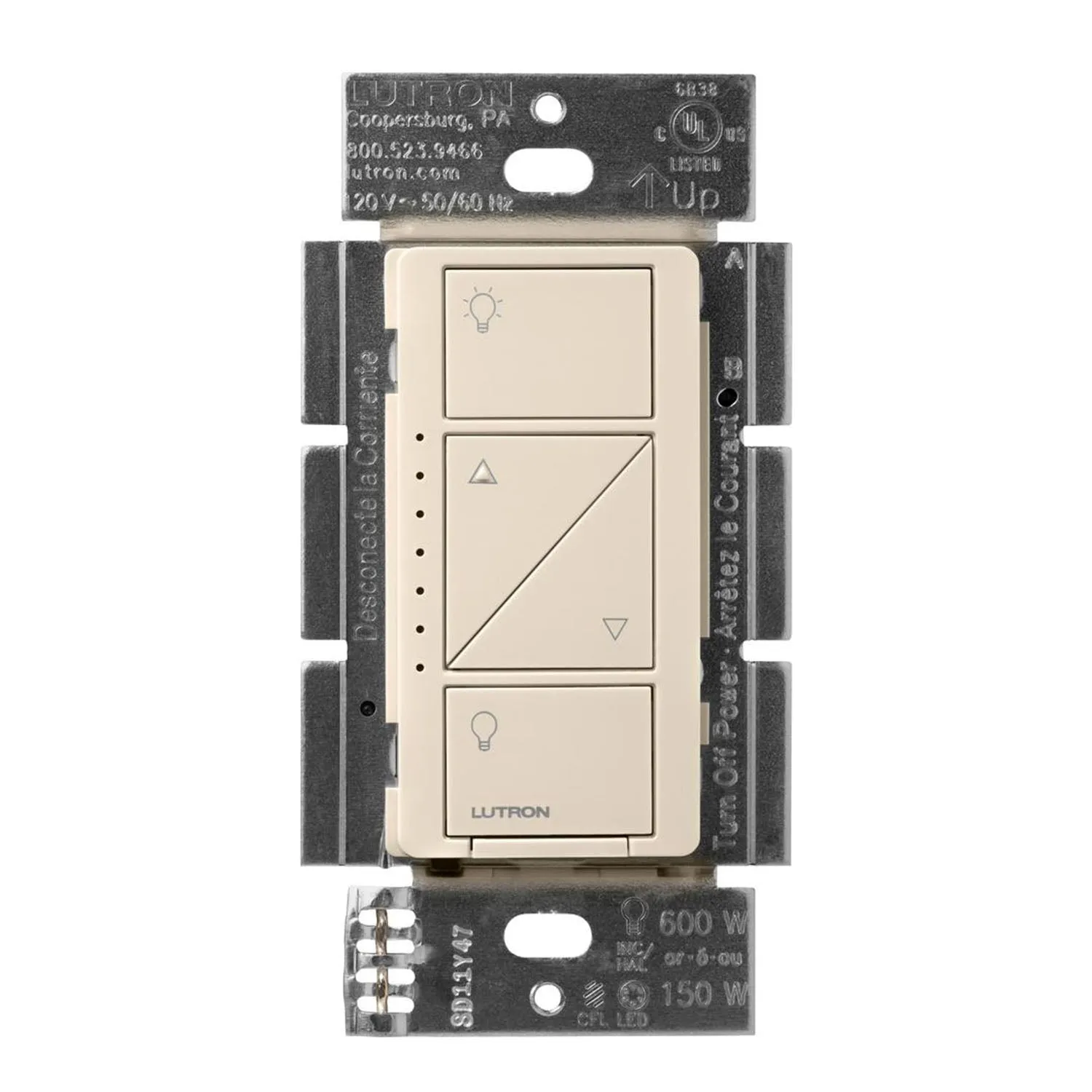 Caseta Wireless Smart LED Dimmer Switch, 3-Way/Multi-Location, Light Almond