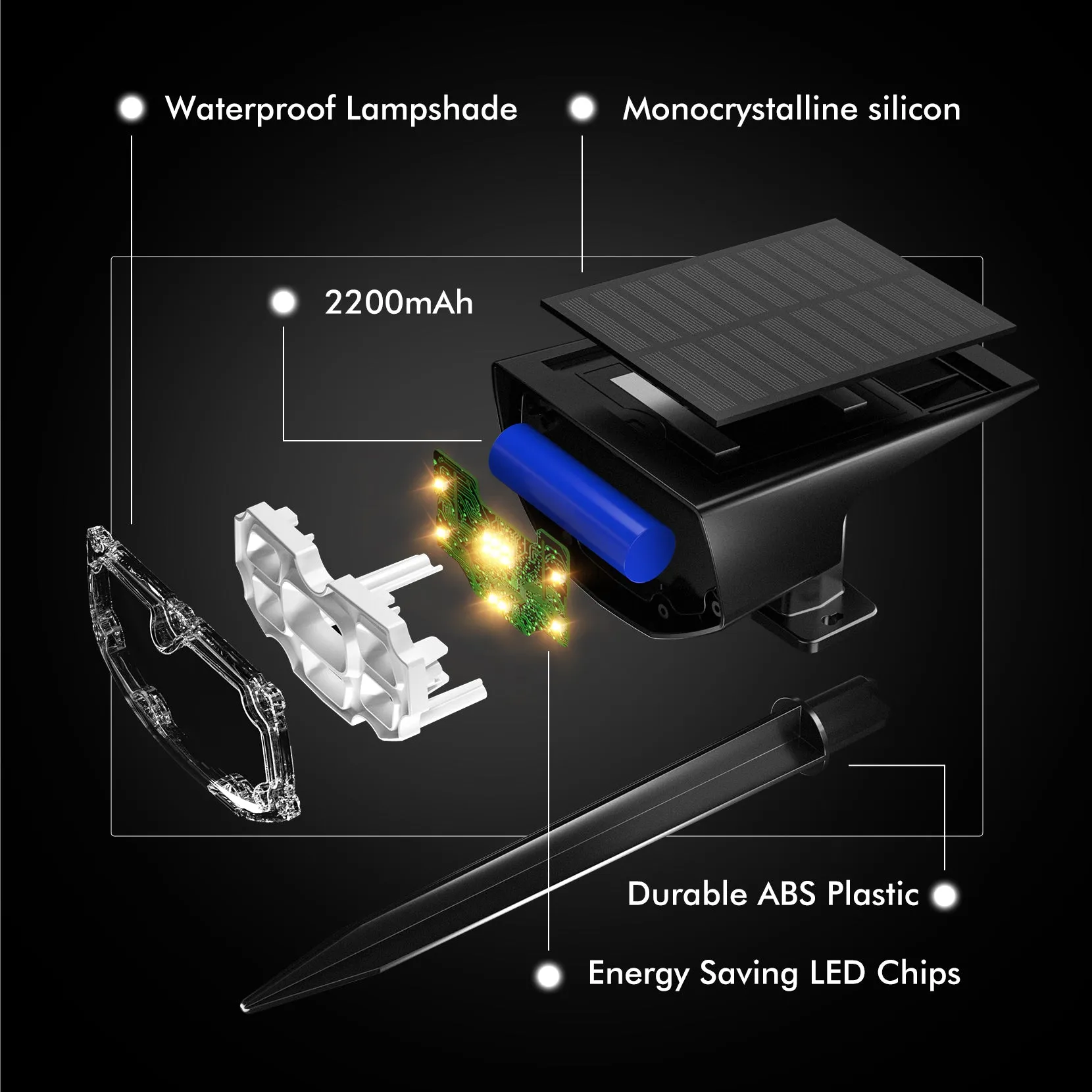 CD190 Solar Spot Lights Outdoor 2 Pack, Warm White