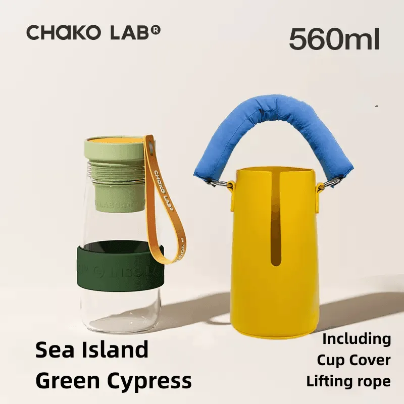 Chako Lab Milk Kettle Glass Tea Water Bottle Separation Cup 560ml