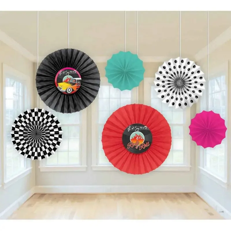 Classic 50's Rock & Roll Paper Fan Decorations