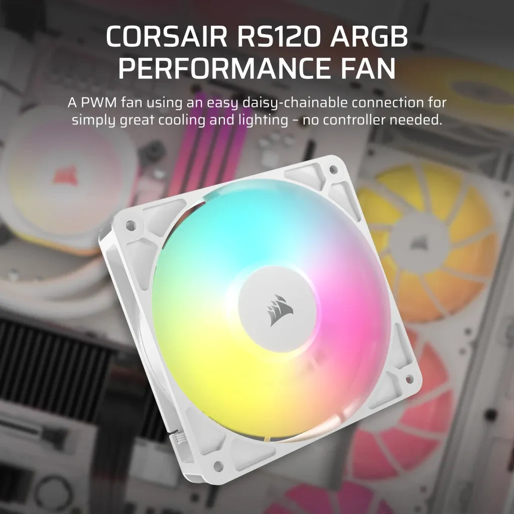 Corsair RS120 ARGB White 120mm PWM PC Case Fan (CO-9050184-WW)