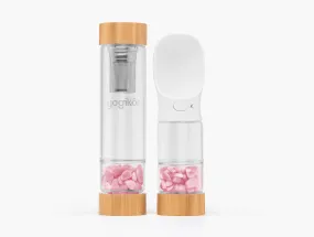 Crystalkor Crystal Water Bottle Set – For You & Your Furry Friend - Rose Quartz