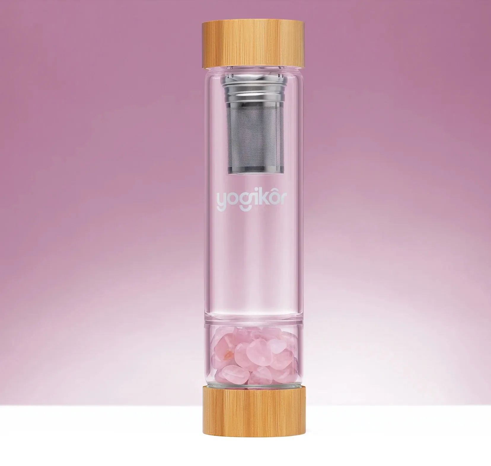 Crystalkor Crystal Water Bottle Set – For You & Your Furry Friend - Rose Quartz