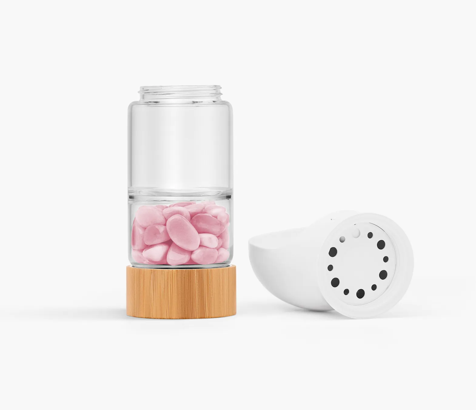 Crystalkor Crystal Water Bottle Set – For You & Your Furry Friend - Rose Quartz