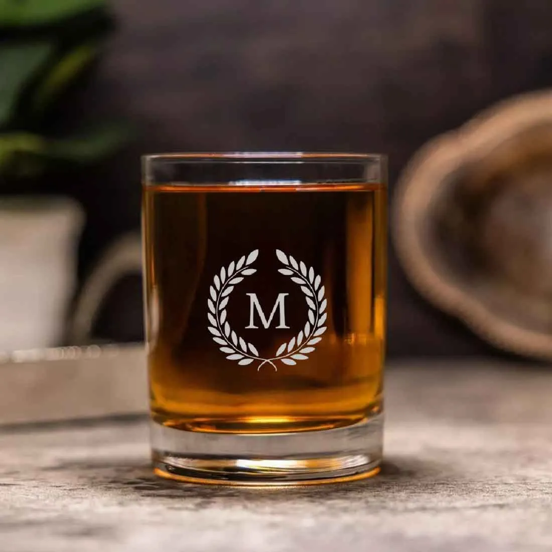 Customized Whiskey Glass with Initials Monogram-Perfect Gift for Boyfriend Husband