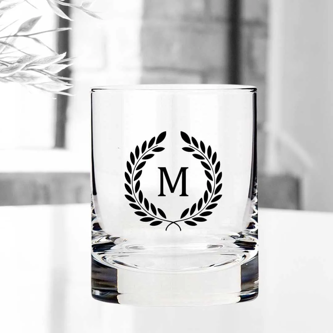 Customized Whiskey Glass with Initials Monogram-Perfect Gift for Boyfriend Husband