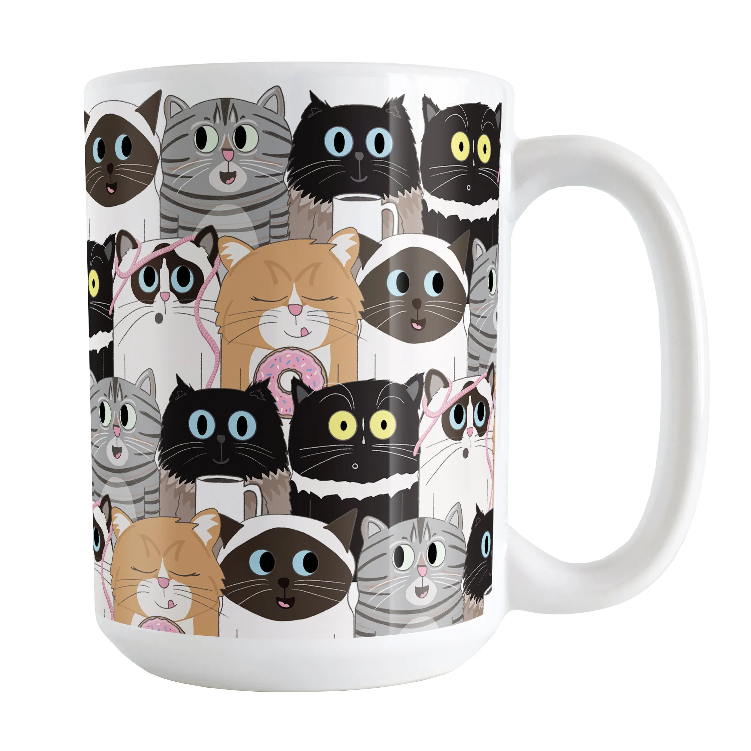 Cute Cat Stack Pattern Mug