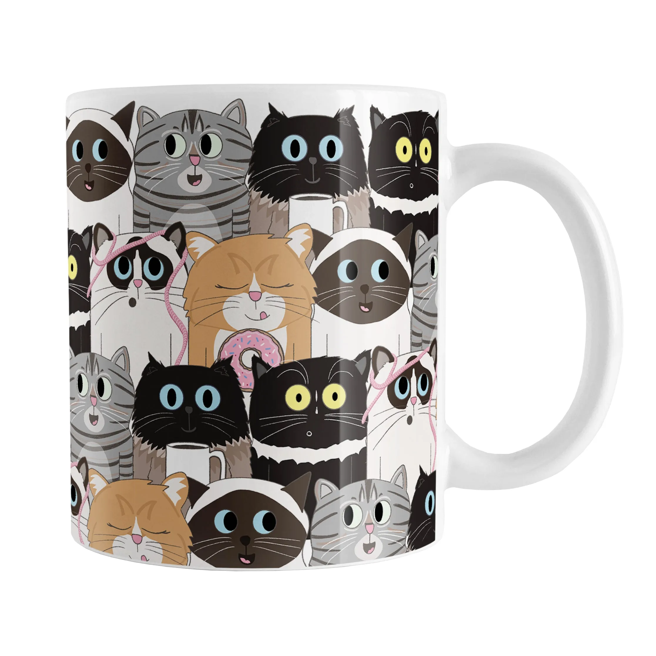 Cute Cat Stack Pattern Mug