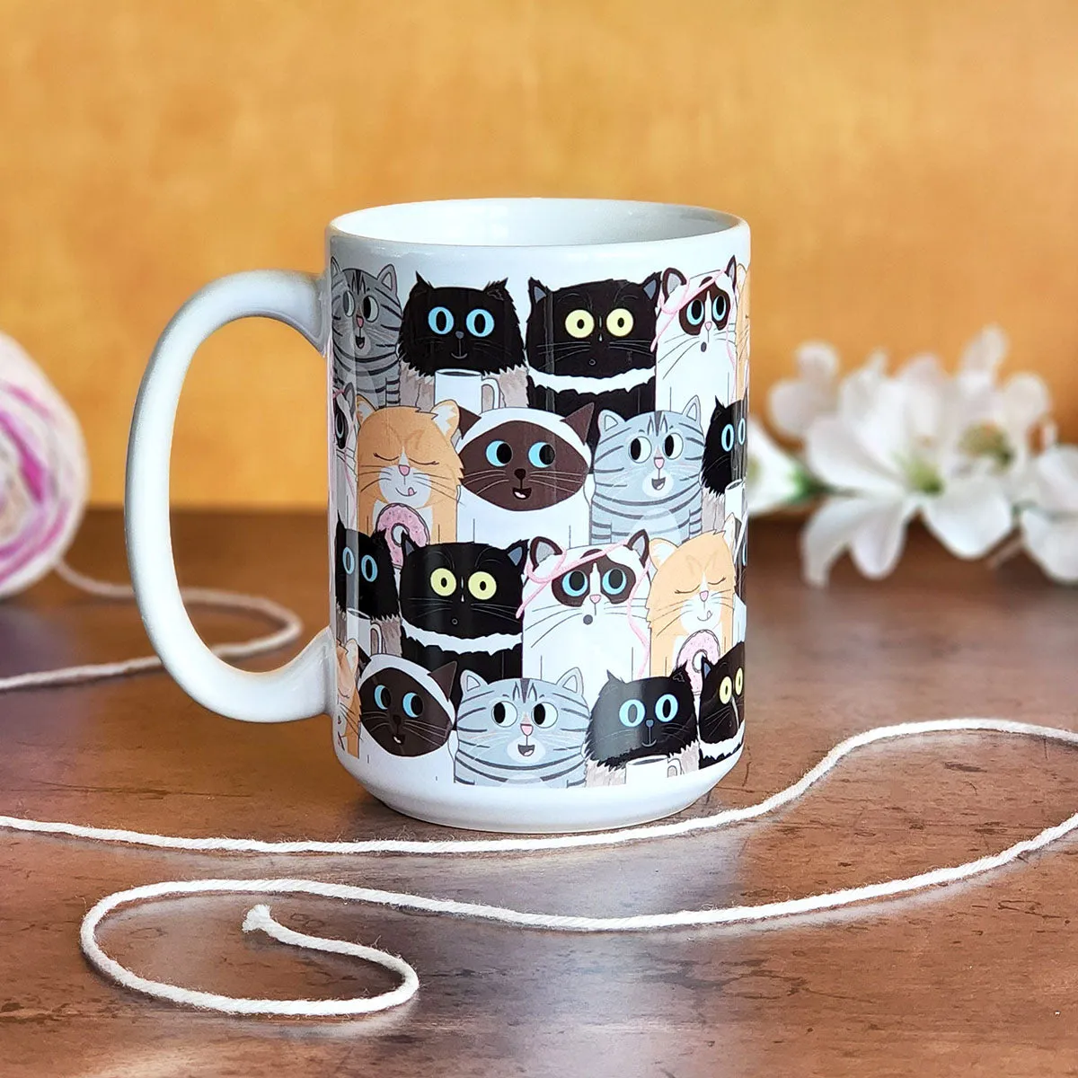 Cute Cat Stack Pattern Mug