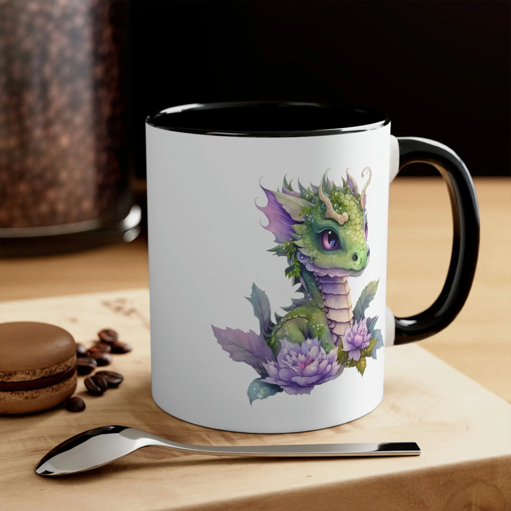 Cute Magic Watercolor Dragon 07 - Accent Coffee Mug, 11oz