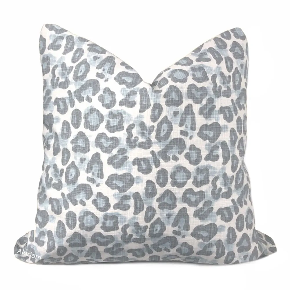 Damon Light Blue Gray Leopard Print Pillow Cover