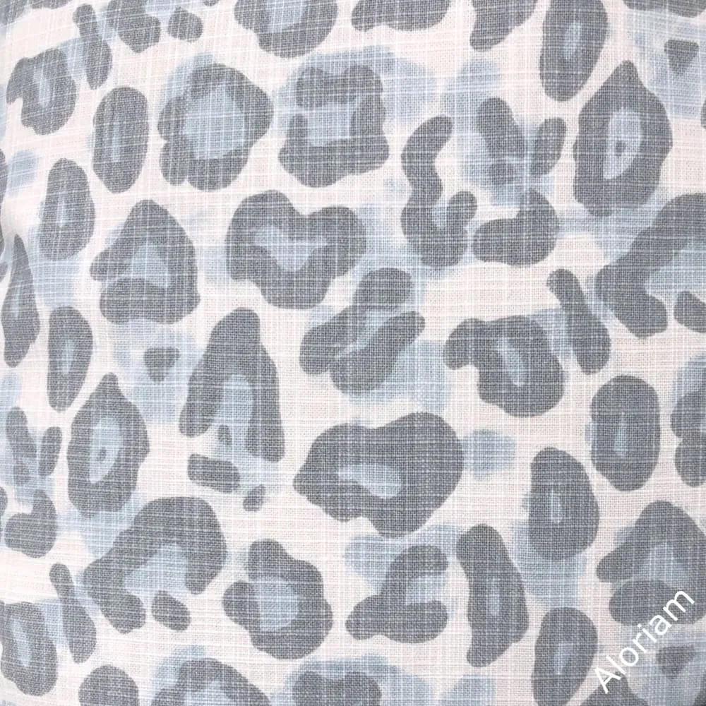 Damon Light Blue Gray Leopard Print Pillow Cover