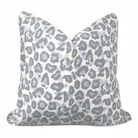 Damon Light Blue Gray Leopard Print Pillow Cover