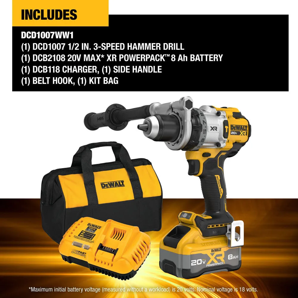 DeWalt DCD1007WW1 20V MAX XR Brushless Cordless 1/2 in. Hammer Drill Kit