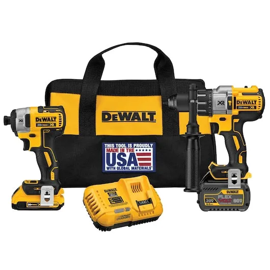 DEWALT DCK299D1T1 20V MAX XR DCD996/DCF887 2 TOOL COMBO KIT 2.0/6.0 (DCD996B,DCF887B, DCB203, DCB606