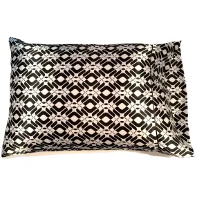 Diamond Shaped Pattern Black and White Satin Pillowcases