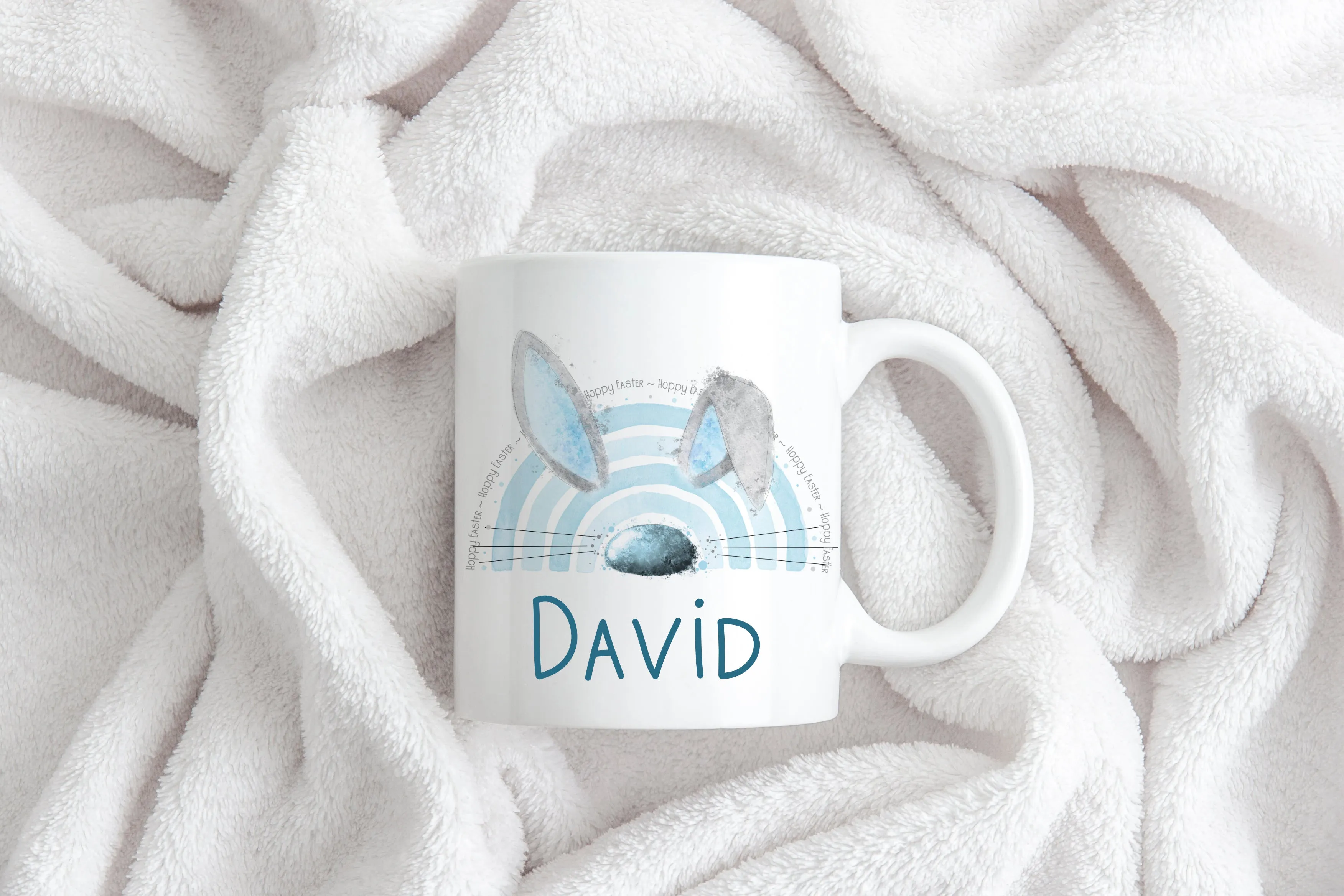 Easter BunnyBow Mug Blue