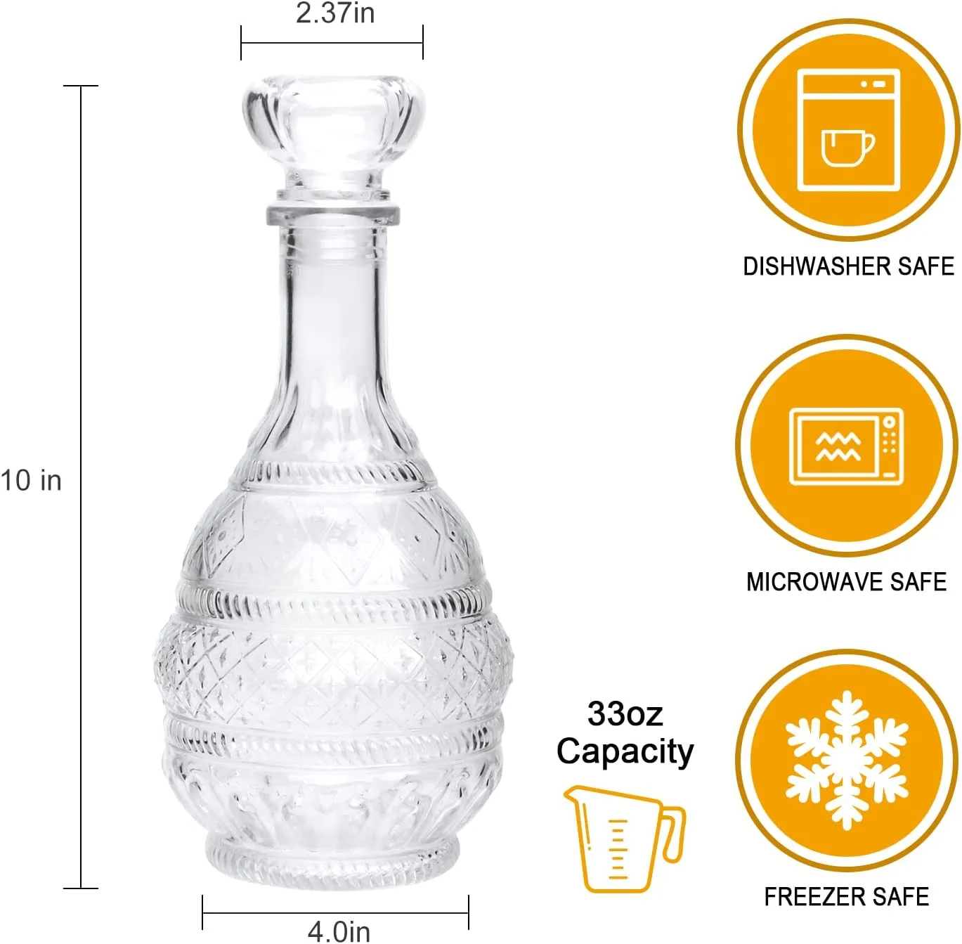 EK CHIC HOME 33 Oz Glass Decanter (3pcs)