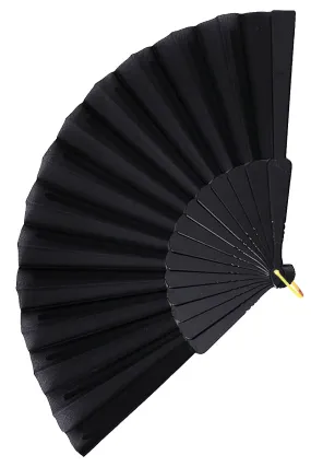 Fabric Folding Fan in Black