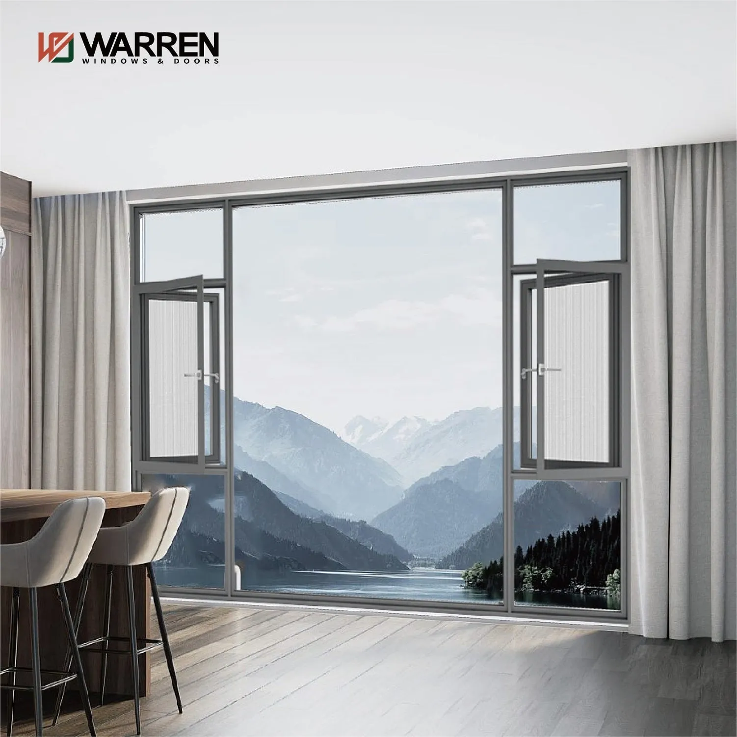 Factory Wholesale Aluminium Double Casement Window High Impact Glass Windows For Bedroom